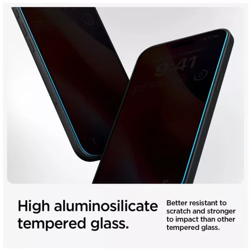 SPIGEN GLAS.TR "EZ FIT" 2-PACK edzett üveg kijelzővédő iPhone 15/16 Privacy készülékhez