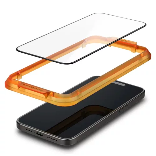 Edzett üveg kijelzővédő Spigen ALM Glass FC 2-PACK iPhone 15 készülékhez fekete