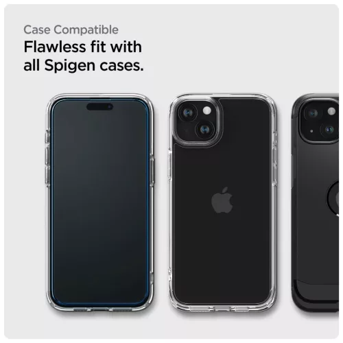 Edzett üveg kijelzővédő Spigen ALM Glass FC 2-PACK iPhone 15 készülékhez fekete