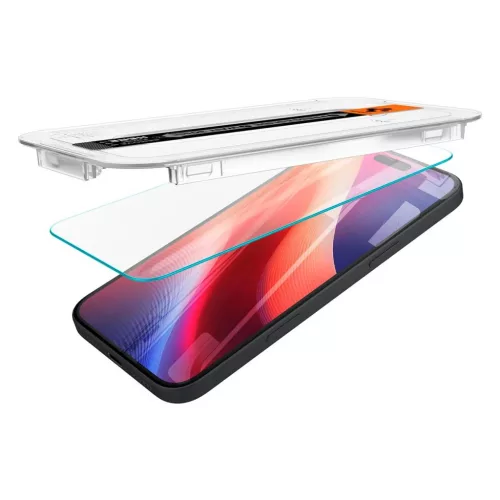 Spigen Glas.TR "EZ FIT" iPhone 15/16 készülékhez edzett üveg kijelzővédő, átlátszó