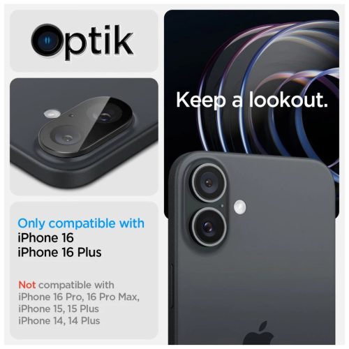 Spigen Optik Glas.tr Kameravédő 2-Pack iPhone 16 / 16 Plus készülékhez fekete