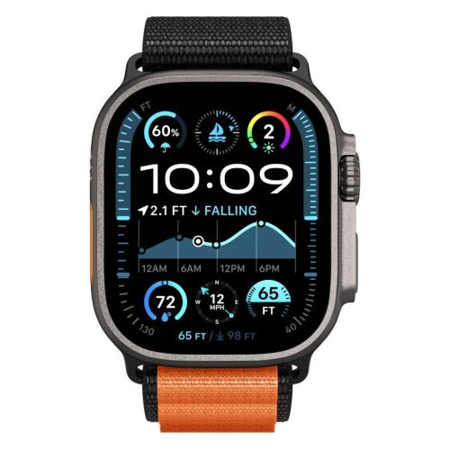 SPIGEN WBF1 szíj Apple Watch 8 / 9 / 10 / 11 / SE / ULTRA készülékhez (44 / 45 / 46 / 49 MM) fekete/narancs