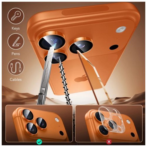 ESR ARMORITE kameravédő iPhone 14 Pro / Max / 15 Pro / Max / 16 Pro / Max / 17 Pro / Max készülékhez narancssárga