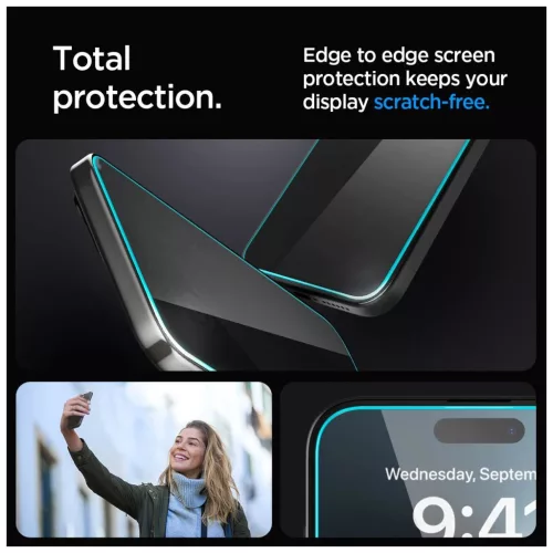 SPIGEN GLAS.TR "EZ FIT" iPhone 15 Plus / 16 Plus készülékhez Privacy védőüveg
