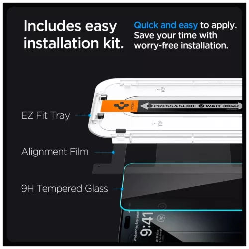 SPIGEN GLAS.TR "EZ FIT" iPhone 15 Plus / 16 Plus készülékhez Privacy védőüveg