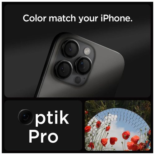 SPIGEN Optik Pro Glas.tr "EZ Fit" kameravédő – 2 db, iPhone 14 Pro / Max / 15 Pro / Max / 16 Pro / Max / 17 Pro / Max készülékhez, fekete