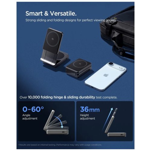 SPIGEN ESSENTIAL EF302MOQ Qi2.2 2IN1 MAGNETIC MAGSAFE vezeték nélküli töltő fekete