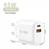 TECH-PROTECT NCA45W-GAN 2-PORT HÁLÓZATI TÖLTŐ PD 45W / QC3.0 + LIGHTNING CABLE fehér
