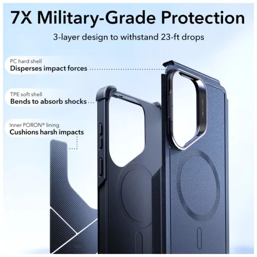 ESR CYBER TOUGH KICKSTAND MAGSAFE tok Samsung Galaxy S26 Ultra készülékhez – kék