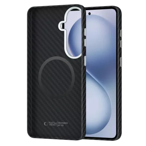 TECH-PROTECT ION CARBON MAGSAFE tok Samsung Galaxy S26 készülékhez fekete-ezüst