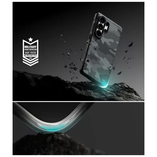 Ringke Onyx mágneses MagSafe tok Samsung Galaxy S26 Ultra készülékhez fekete terepmintás