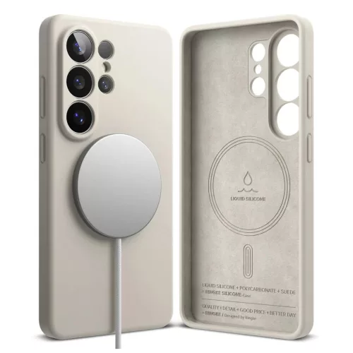 RINGKE szilikon mágneses MagSafe tok Galaxy S26 Ultra készülékhez kőszürke
