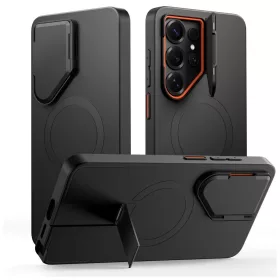   TECH-PROTECT Kevlar Aura MagSafe tok Samsung Galaxy S26 Ultra készülékhez fekete/narancs