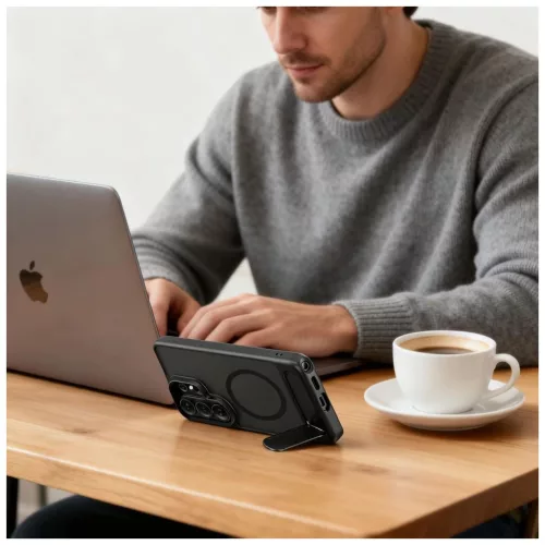 TECH-PROTECT MagRack MagSafe autós telefontartó Samsung Galaxy S26 Ultra készülékhez matt fekete