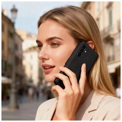 TECH-PROTECT pénztárcás tok Samsung Galaxy A57 5G készülékhez fekete-piros