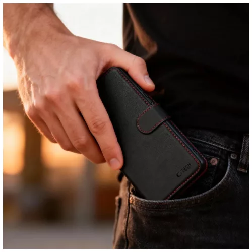 TECH-PROTECT pénztárcás tok Samsung Galaxy A57 5G készülékhez fekete-piros