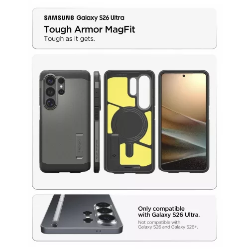 SPIGEN TOUGH ARMOR MAG MagSafe tok Samsung Galaxy S26 Ultra készülékhez ágyúszürke