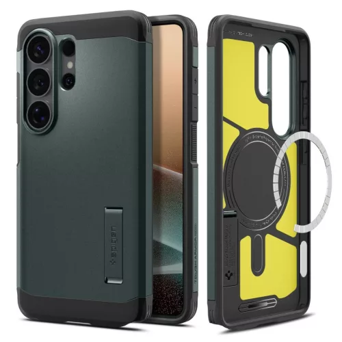 Spigen Tough Armor Mag MagSafe telefontok Samsung Galaxy S26 Ultra készülékhez mélyzöld