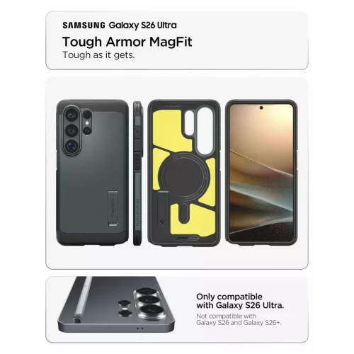 Spigen Tough Armor Mag MagSafe telefontok Samsung Galaxy S26 Ultra készülékhez mélyzöld