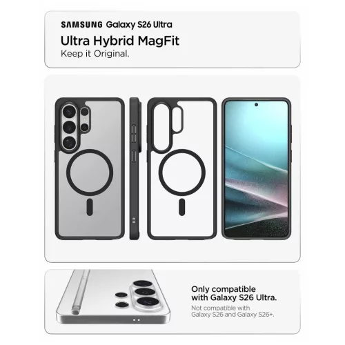 SPIGEN ULTRA HYBRID MAG MagSafe tok Samsung Galaxy S26 Ultra készülékhez, matt fekete