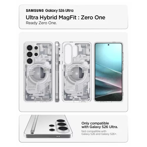 SPIGEN Ultra Hybrid MAG MagSafe Zero One tok Samsung Galaxy S26 Ultra készülékhez fehér