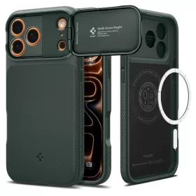   SPIGEN OPTIK ARMOR MAG MagSafe tok iPhone 17 Pro készülékhez mélyzöld