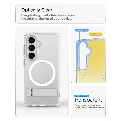 SPIGEN ULTRA HYBRID "S" MAG MAGSAFE tok Samsung Galaxy S26+ Plus készülékhez, átlátszó, fehér