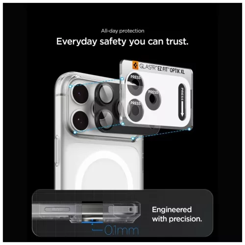 Spigen Optik Pro XL GLAS.TR EZ FIT kameravédő üveg iPhone 18 Pro készülékhez sötétszürke
