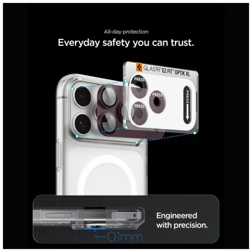 SPIGEN Optik Pro XL Glas.TR EZ Fit kameravédő iPhone 18 Pro Max készülékhez bordó