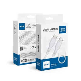   Blue Star USB-C/USB-C kábel, 3A, 60W, 1m, fehér, DC-001CC3.0 (BS281662)