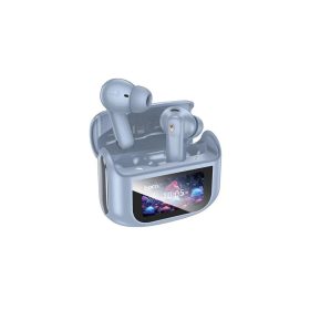  Hoco EQ21 bluetooth fülhallgató SZTEREO (v5.4, TWS, mikrofon, aktív zajszűrő, érintőkijelző + töltőtok) VILÁGOSKÉK (EQ21_BL)