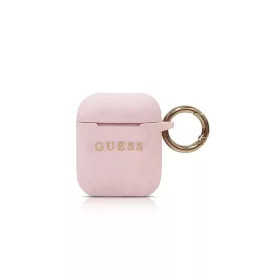   CG MOBILE GUESS SILICONE GLITTER szilikon tok (karabíner, csillámporos) RÓZSASZÍN Apple AirPods/AirPods 2 (GUACCSILGLLP)