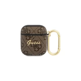   CG MOBILE GUESS SCRIPT METAL szilikon tok (karabíner, textil minta) BARNA Apple AirPods/AirPods 2 (GUA24GSMW)