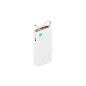   Awei XY vésztöltő USB+Type-C aljzat (10000mAh, 20W, PD gyorstöltő, LED kijelző + fix lightning kábel) FEHÉR (10KCD22502)