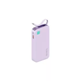   Awei XY vésztöltő USB+Type-C aljzat (10000mAh, 20W, PD gyorstöltő, LED kijelző + fix lightning kábel) LILA (10KCD22503)