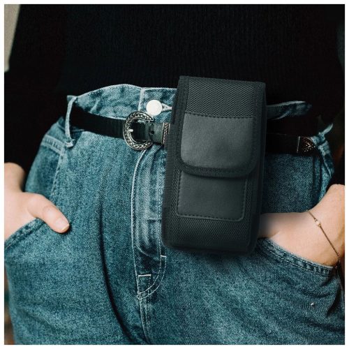 OXFORD model 3 álló univerzális tok iPhone 11 / 11 Pro / 12 / 12 Pro / 13 / 13 Pro / Samsung A10 / A41 / A50 / A51 / Huawei P30 Lite / P40 / P8 / P9 Lite készülékhez, fekete