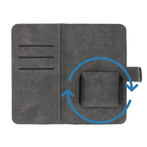 Univerzális COMMON L méretű könyvtok iPhone 6 Plus, 7 Plus, 8 Plus, XS Max, 11 Pro Max; Samsung Galaxy S20 FE, S21 FE, S10 Plus, A10, A32, A54; Xiaomi 12 Lite; Huawei P30 Pro készülékekhez, fekete