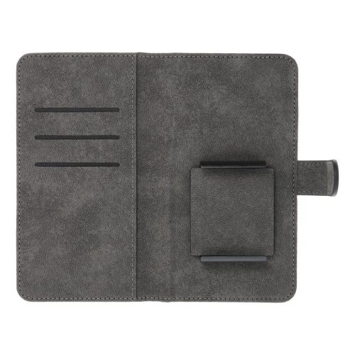 Univerzális COMMON L méretű könyvtok iPhone 6 Plus, 7 Plus, 8 Plus, XS Max, 11 Pro Max; Samsung Galaxy S20 FE, S21 FE, S10 Plus, A10, A32, A54; Xiaomi 12 Lite; Huawei P30 Pro készülékekhez, fekete