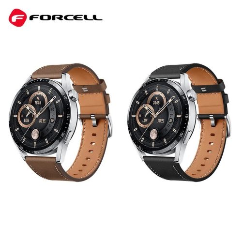 Samsung Galaxy Watch készülékhez Forcell F-Design FS21 lyukacsos környezetbarát bőr 22 mm óraszíj fekete