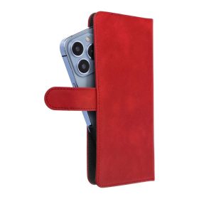   Univerzális COMMON XL méretű könyvtok Samsung A12 / A13 4G / A34 5G / A02s / Xiaomi Redmi 12 4G / 12C / Note 12 4G / 12 Pro 5G / Oppo A53s / A72 / A92 készülékhez, piros