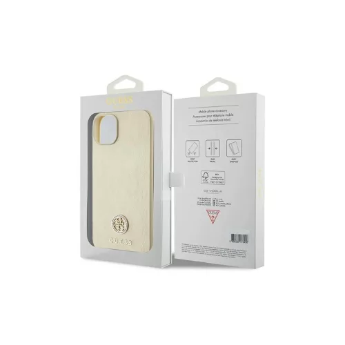 GUESS iPhone 13/14/15 készülékhez bőrtok GUHCP15SPS4DGPD 4G fém logó strassz arany