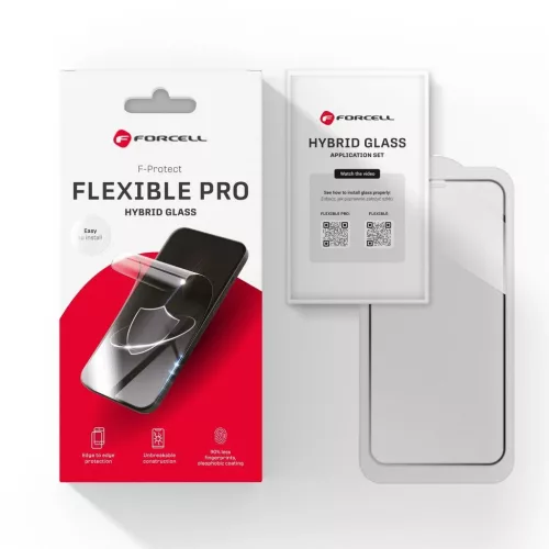 Forcell Flexible 5D Hybrid Glass kijelzővédő iPhone 16 Pro Max készülékhez, fekete