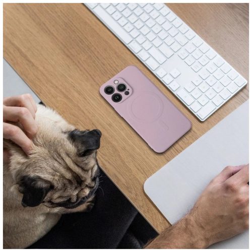 Silicone Mag Cover tok MagSafe-kompatibilis iPhone 14 Pro Max készülékhez rózsaszín