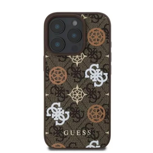 GUESS MagSafe-kompatibilis tok iPhone 16 Pro készülékhez GUHMP16LP4PWPW PU Peony on 4G Background barna