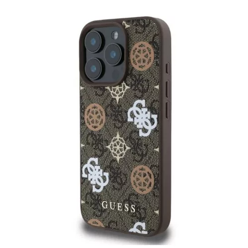 GUESS MagSafe-kompatibilis tok iPhone 16 Pro készülékhez GUHMP16LP4PWPW PU Peony on 4G Background barna