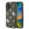 GUESS PU Peony on 4G Background telefontok iPhone 16 készülékhez MagSafe-kompatibilis barna