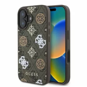   GUESS PU Peony on 4G Background telefontok iPhone 16 készülékhez MagSafe-kompatibilis barna