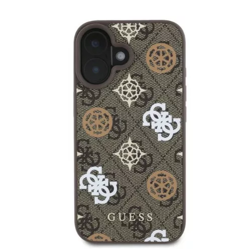 GUESS PU Peony on 4G Background telefontok iPhone 16 készülékhez MagSafe-kompatibilis barna