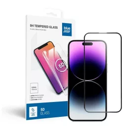   iPhone 14 Pro Max készülékhez edzett üveg kijelzővédő Blue Star 5D teljes ragasztással fekete