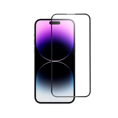 iPhone 14 Pro Max készülékhez edzett üveg kijelzővédő Blue Star 5D teljes ragasztással fekete